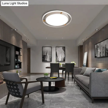 DecorBites™ DecorBites™ Nordic Dual Circle LED Ceiling Flush Light with Wood Arm - White/Green/Grey, Thin Flushmount Lighting - 16"/19.5"/23.5" W