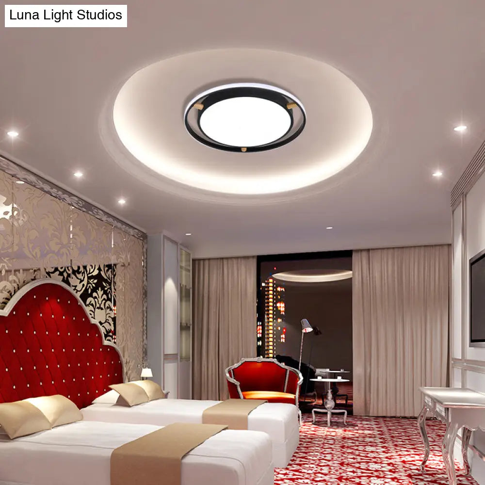 DecorBites™ DecorBites™ Nordic Dual Circle LED Ceiling Flush Light with Wood Arm - White/Green/Grey, Thin Flushmount Lighting - 16"/19.5"/23.5" W