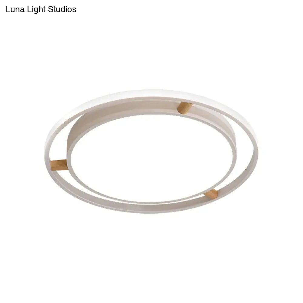 DecorBites™ DecorBites™ Nordic Dual Circle LED Ceiling Flush Light with Wood Arm - White/Green/Grey, Thin Flushmount Lighting - 16"/19.5"/23.5" W