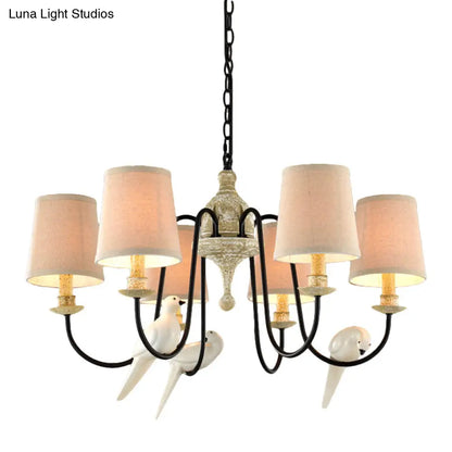 Lámpara de techo colgante nórdica de tela en forma de barril - Lámpara de techo colgante color canela (3/6 cabezales)