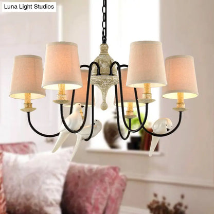 Lámpara de techo colgante nórdica de tela en forma de barril - Lámpara de techo colgante color canela (3/6 cabezales)