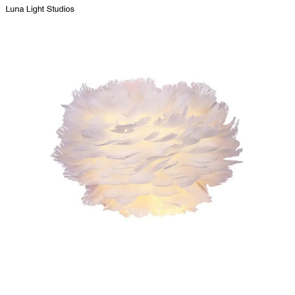 DecorBites™ DecorBites™ Nordic Feather Hemispherical Wall Sconce Lamp - White 1 Bulb Lighting Solution