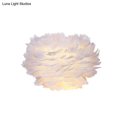 DecorBites™ DecorBites™ Nordic Feather Hemispherical Wall Sconce Lamp - White 1 Bulb Lighting Solution