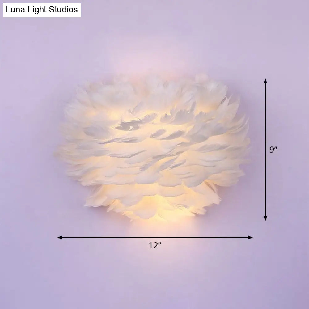 DecorBites™ DecorBites™ Nordic Feather Hemispherical Wall Sconce Lamp - White 1 Bulb Lighting Solution