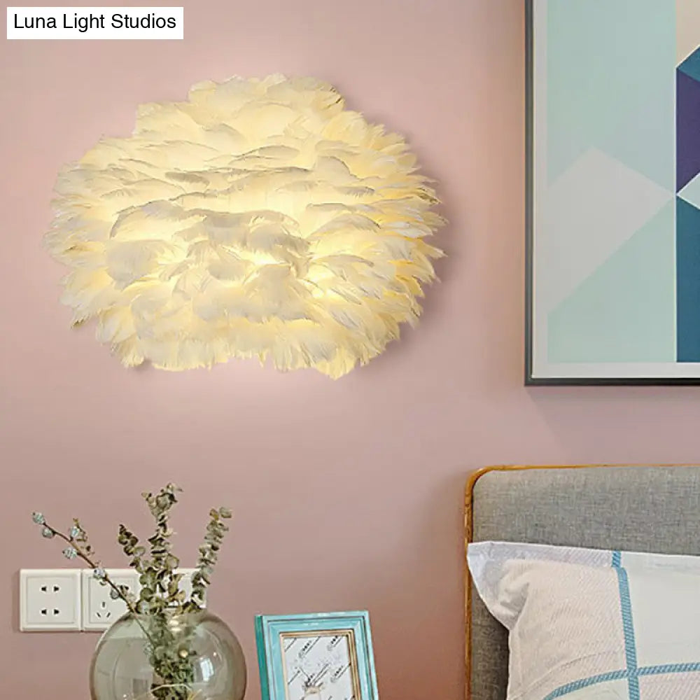 DecorBites™ DecorBites™ Nordic Feather Hemispherical Wall Sconce Lamp - White 1 Bulb Lighting Solution