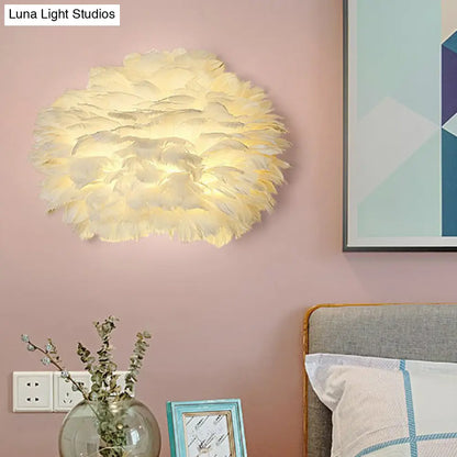 DecorBites™ DecorBites™ Nordic Feather Hemispherical Wall Sconce Lamp - White 1 Bulb Lighting Solution