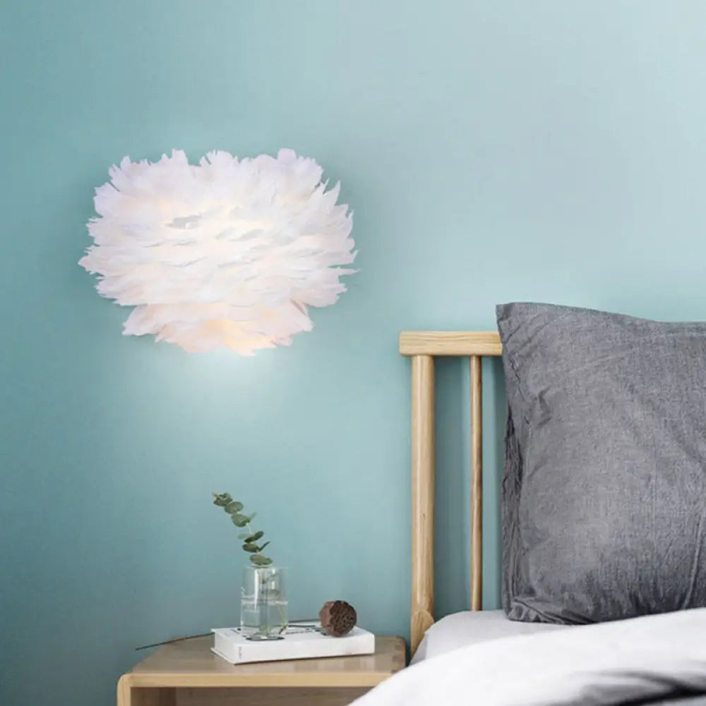DecorBites™ DecorBites™ Nordic Feather Hemispherical Wall Sconce Lamp - White 1 Bulb Lighting Solution