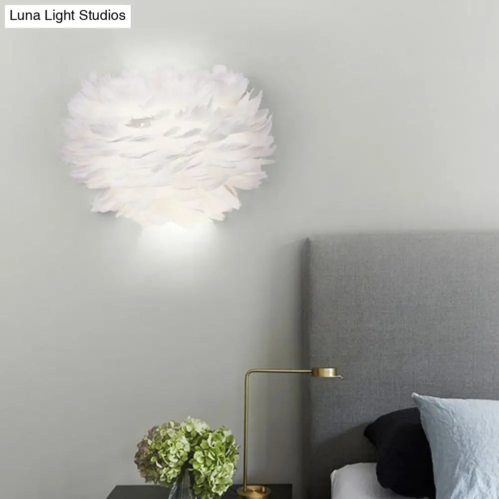 DecorBites™ DecorBites™ Nordic Feather Hemispherical Wall Sconce Lamp - White 1 Bulb Lighting Solution