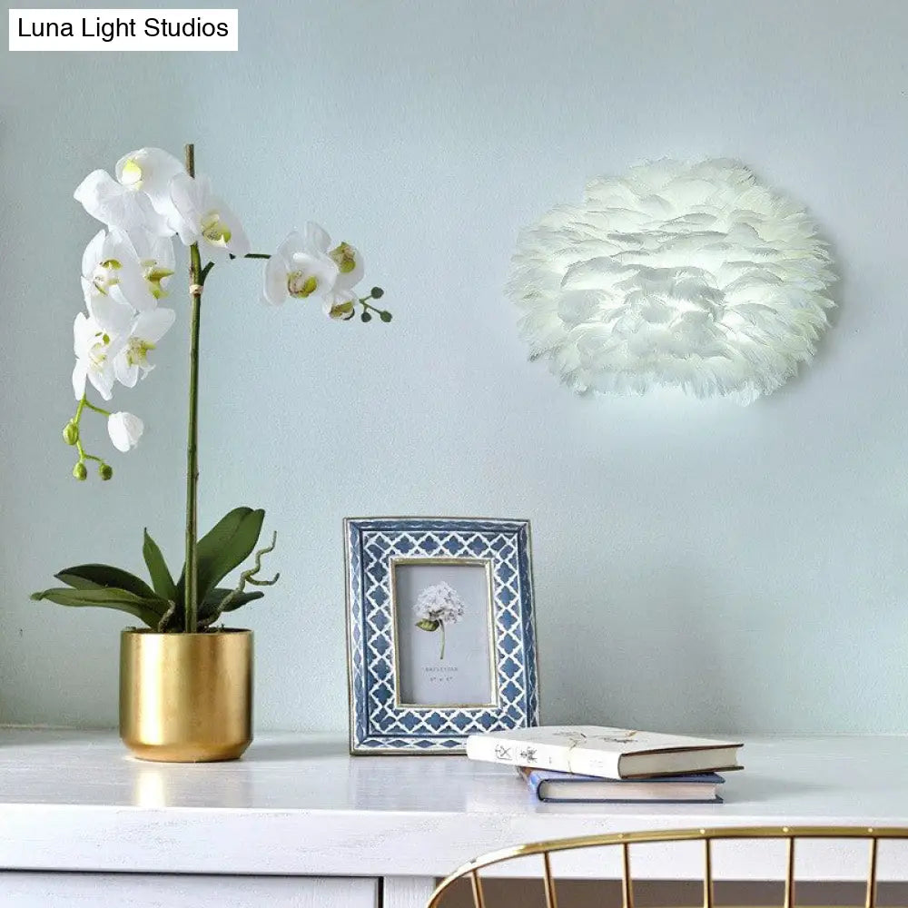 DecorBites™ DecorBites™ Nordic Feather Hemispherical Wall Sconce Lamp - White 1 Bulb Lighting Solution