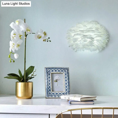 DecorBites™ DecorBites™ Nordic Feather Hemispherical Wall Sconce Lamp - White 1 Bulb Lighting Solution