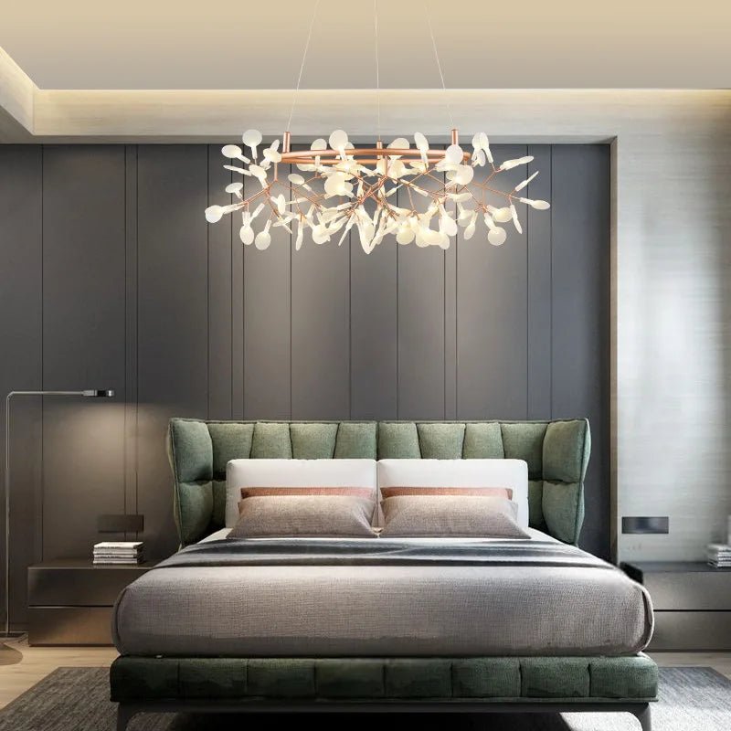 Nordic Firefly Branch Pendant Light in Rose Gold or Black - Decorbites