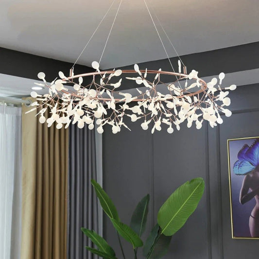 Nordic Firefly Branch Pendant Light in Rose Gold or Black - Decorbites
