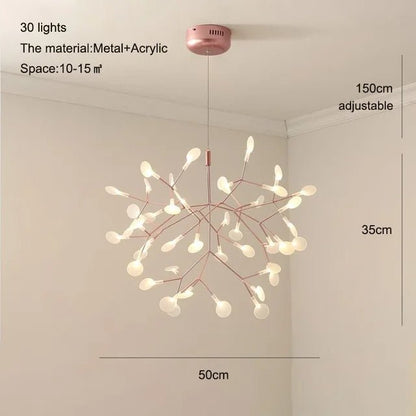 Nordic Firefly Branch Pendant Light in Rose Gold or Black - Decorbites