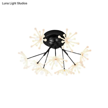 DecorBites™ DecorBites™ Nordic Firework Semi Mount Flush Lamp - 9 Light Black/Gold Bedroom LED
