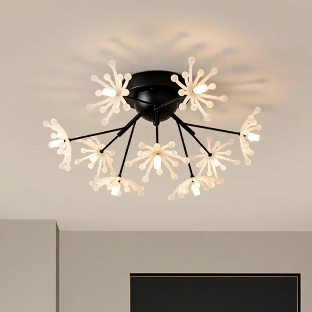 DecorBites™ DecorBites™ Nordic Firework Semi Mount Flush Lamp - 9 Light Black/Gold Bedroom LED