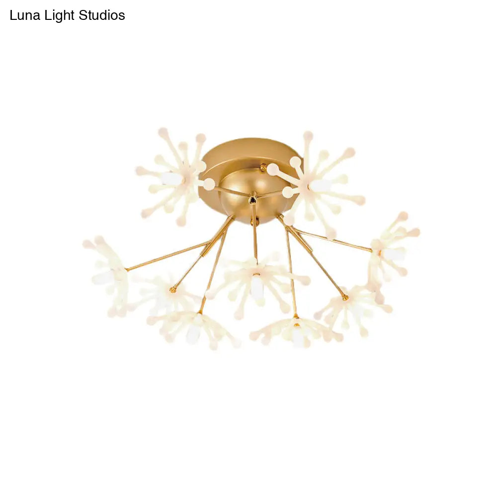 DecorBites™ DecorBites™ Nordic Firework Semi Mount Flush Lamp - 9 Light Black/Gold Bedroom LED