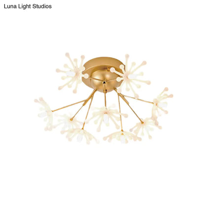 DecorBites™ DecorBites™ Nordic Firework Semi Mount Flush Lamp - 9 Light Black/Gold Bedroom LED