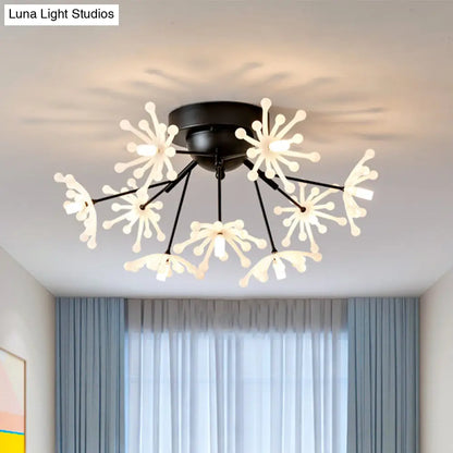 DecorBites™ DecorBites™ Nordic Firework Semi Mount Flush Lamp - 9 Light Black/Gold Bedroom LED