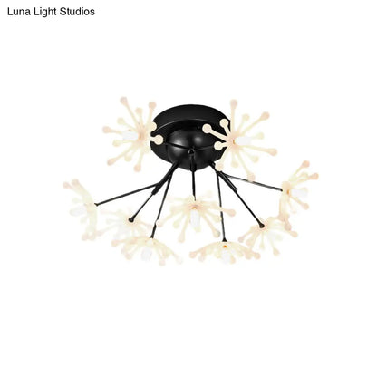 DecorBites™ DecorBites™ Nordic Firework Semi Mount Flush Lamp - 9 Light Black/Gold Bedroom LED