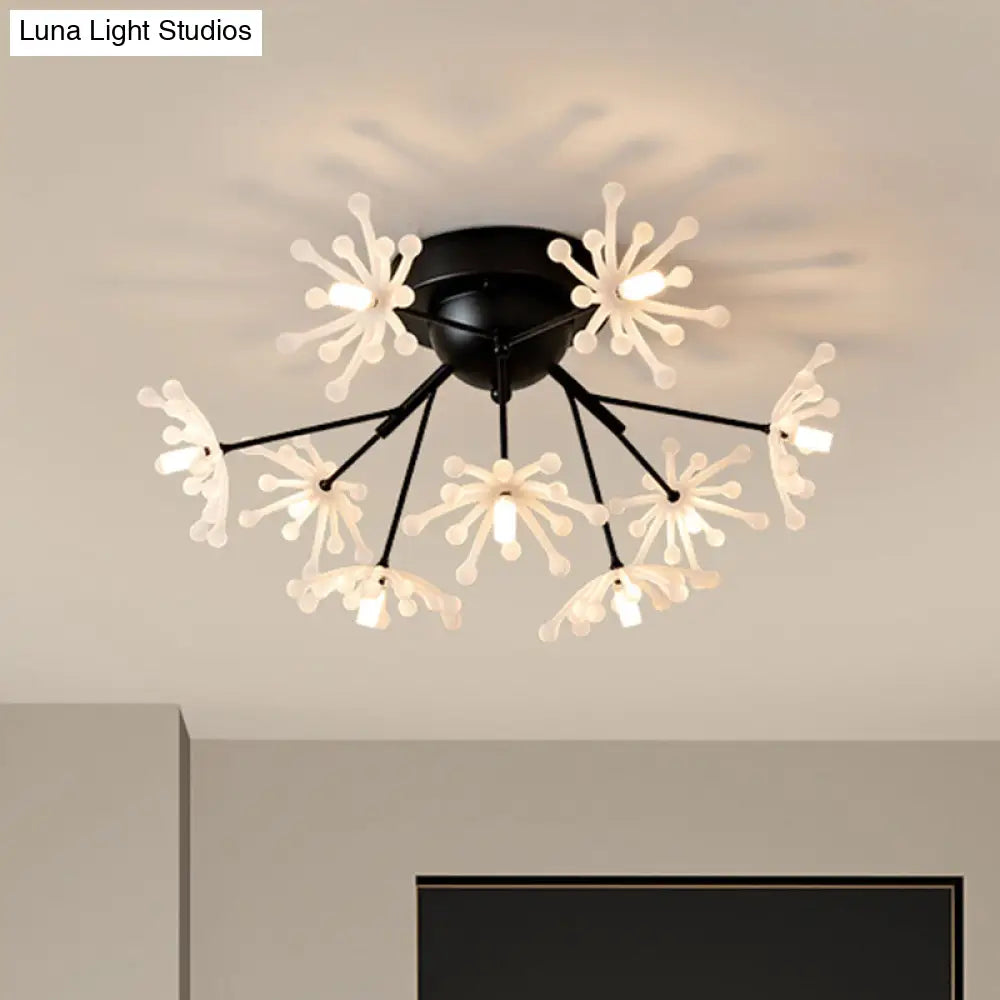 DecorBites™ DecorBites™ Nordic Firework Semi Mount Flush Lamp - 9 Light Black/Gold Bedroom LED