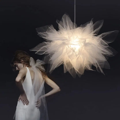 Nordic Floral Tulle Pendant Light Fixture - Stylish 1-Light Lamp for Living Room