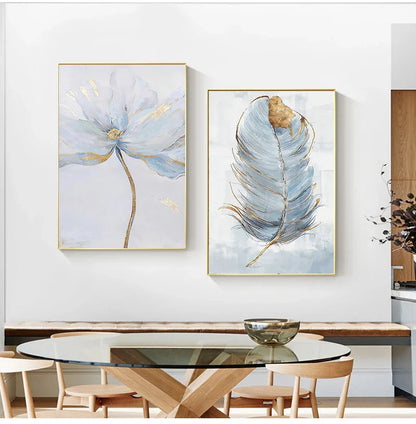Nordic Flower Abstract Canvas Art Print - Posters