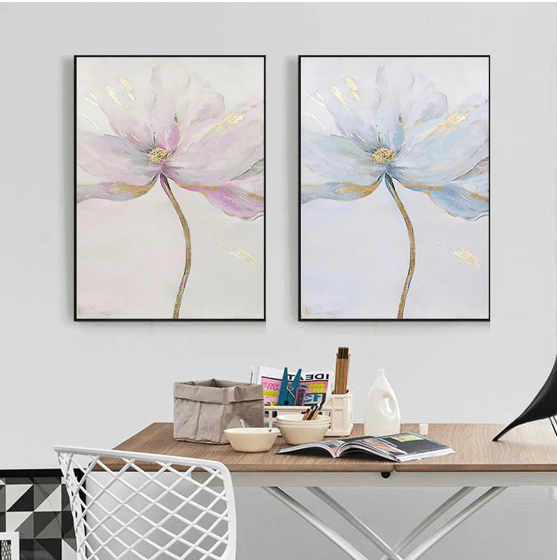 Nordic Flower Abstract Canvas Art Print - Posters