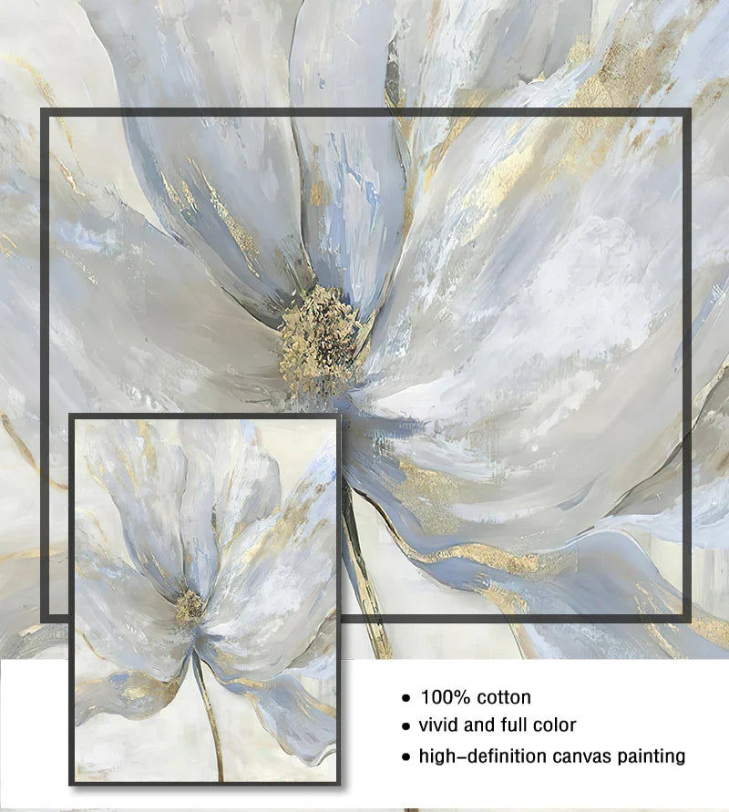 Nordic Flower Abstract Canvas Art Print - Posters