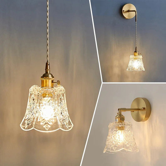 Nordic Flower Glass Pendant Light in Polished Copper - Decorbites