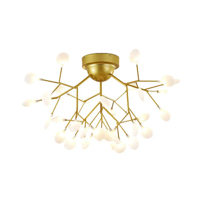 DecorBites™ DecorBites™ Nordic Flush Mount LED Ceiling Light in Brass for Living Room with Heracleum Metal Fixture