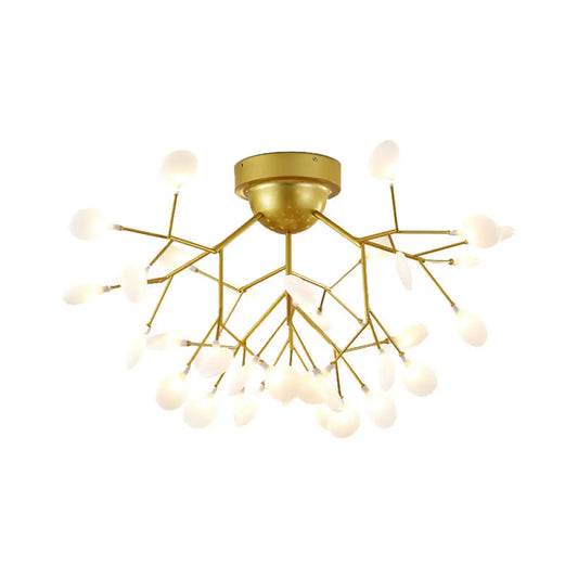 DecorBites™ DecorBites™ Nordic Flush Mount LED Ceiling Light in Brass for Living Room with Heracleum Metal Fixture