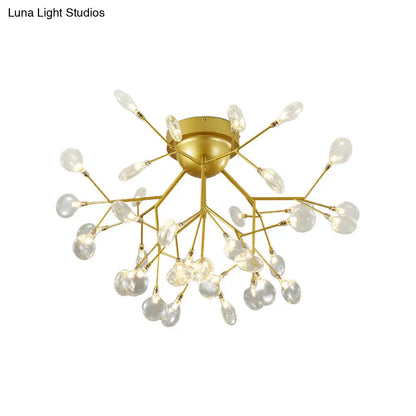 DecorBites™ DecorBites™ Nordic Flush Mount LED Ceiling Light in Brass for Living Room with Heracleum Metal Fixture