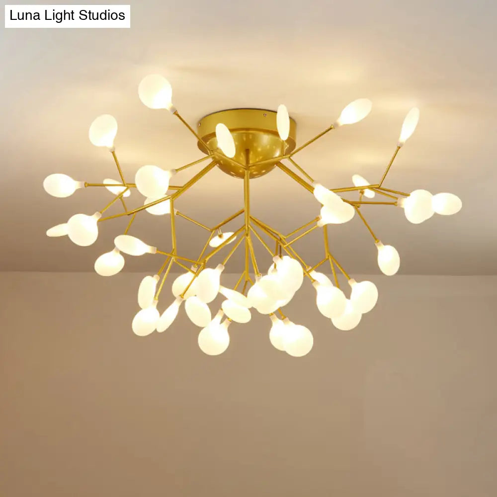DecorBites™ DecorBites™ Nordic Flush Mount LED Ceiling Light in Brass for Living Room with Heracleum Metal Fixture