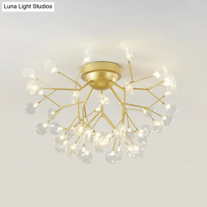 DecorBites™ DecorBites™ Nordic Flush Mount LED Ceiling Light in Brass for Living Room with Heracleum Metal Fixture
