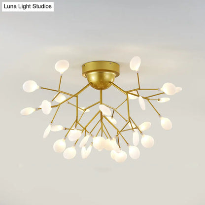 DecorBites™ DecorBites™ Nordic Flush Mount LED Ceiling Light in Brass for Living Room with Heracleum Metal Fixture