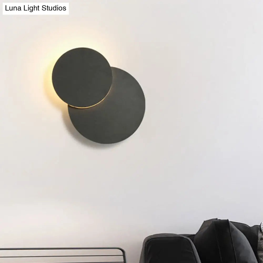 DecorBites™ DecorBites™ Nordic Flush Mount LED Wall Light in Black/White with Adjustable Disk and Warm/White Light