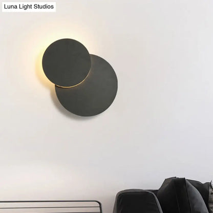DecorBites™ DecorBites™ Nordic Flush Mount LED Wall Light in Black/White with Adjustable Disk and Warm/White Light