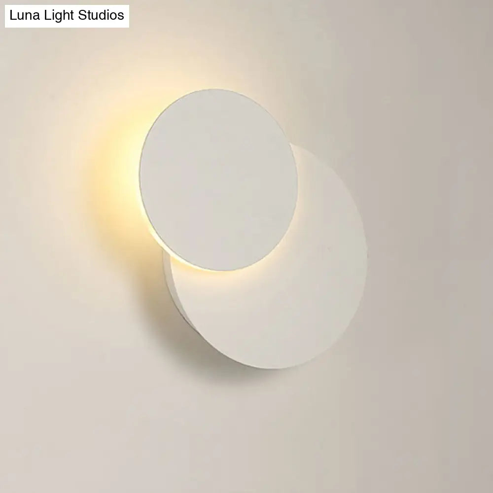 DecorBites™ DecorBites™ Nordic Flush Mount LED Wall Light in Black/White with Adjustable Disk and Warm/White Light