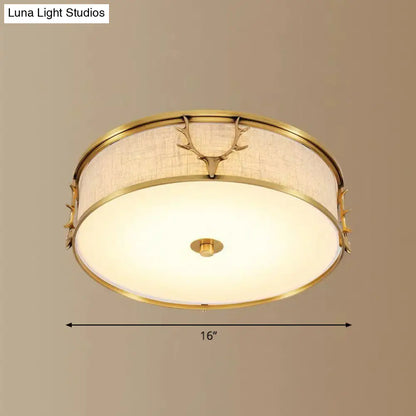 ديكور بايتس™ ديكور بايتس™ سحر البهو الاسكندنافي: مصباح سقف أسطواني من القماش مع لمسات زخرفية على شكل قرون الغزال 