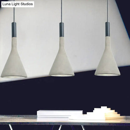 Nordic Funnel-Shaped Hanging Lamp - 1-Light Cement Pendant Light in Black/Grey