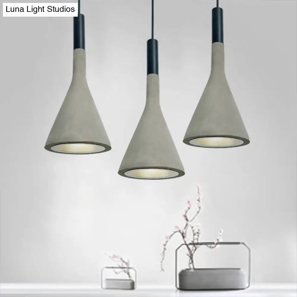 Nordic Funnel-Shaped Hanging Lamp - 1-Light Cement Pendant Light in Black/Grey