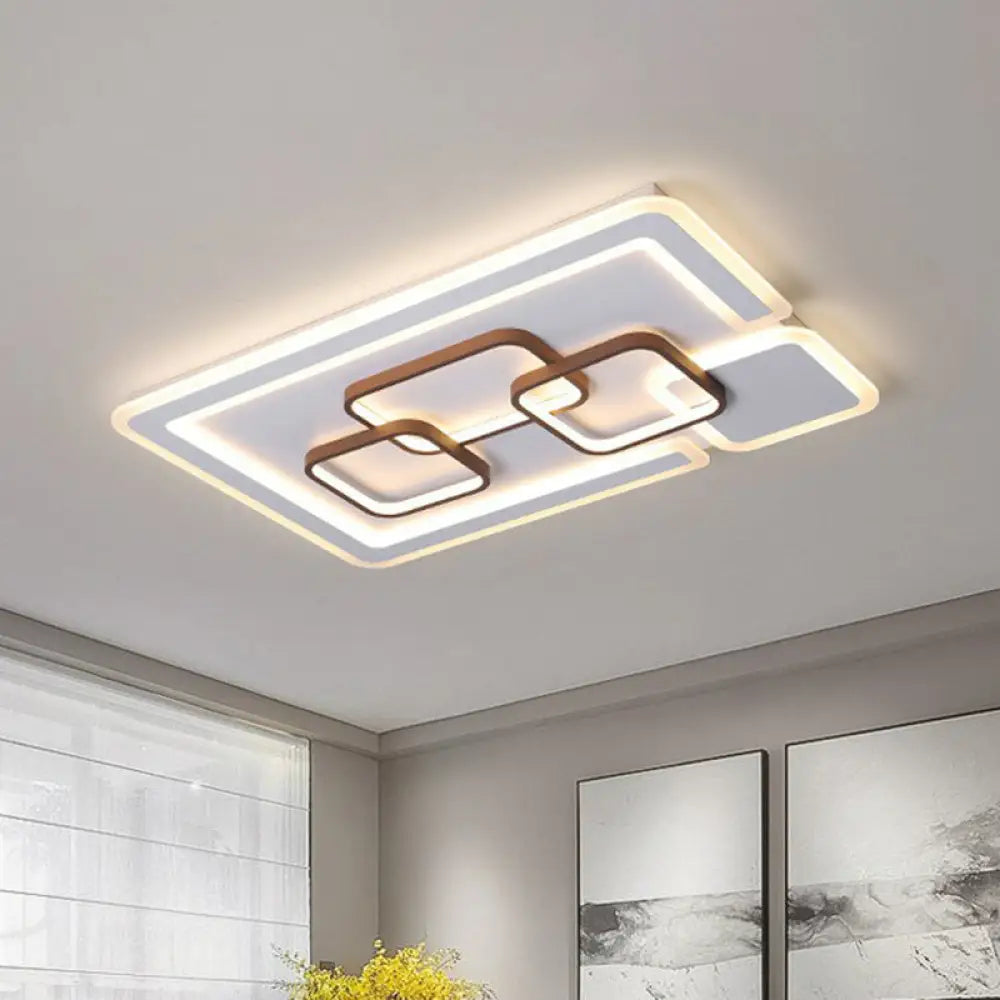 DecorBites™ DecorBites™ Nordic Geometric LED Flush Mount Acrylic Ceiling Light in Coffee for Living Room