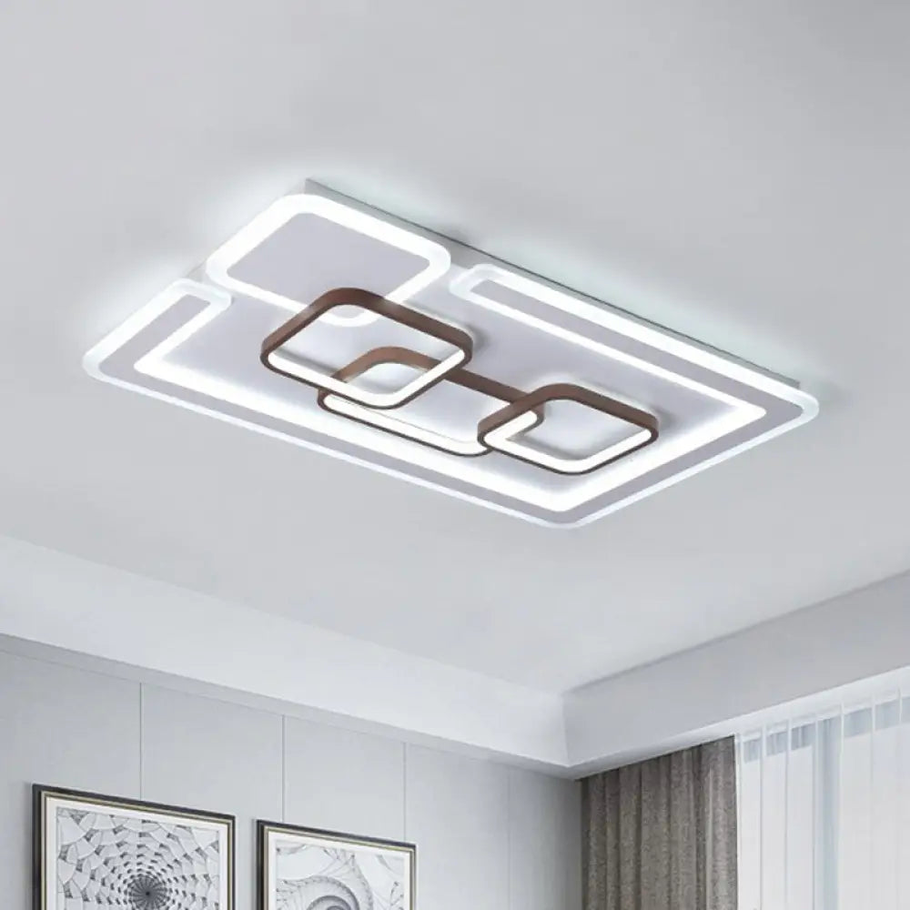 DecorBites™ DecorBites™ Nordic Geometric LED Flush Mount Acrylic Ceiling Light in Coffee for Living Room