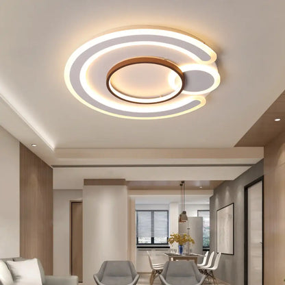 DecorBites™ DecorBites™ Nordic Geometric LED Flush Mount Acrylic Ceiling Light in Coffee for Living Room