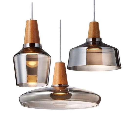 Nordic Glass and Wood Pendant Light - Decorbites
