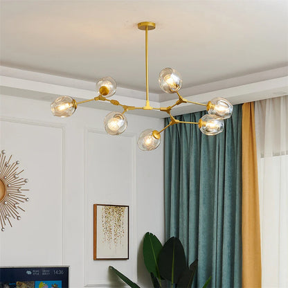 Nordic Glass Ball LED Chandelier - Black/Gold - Chandelier