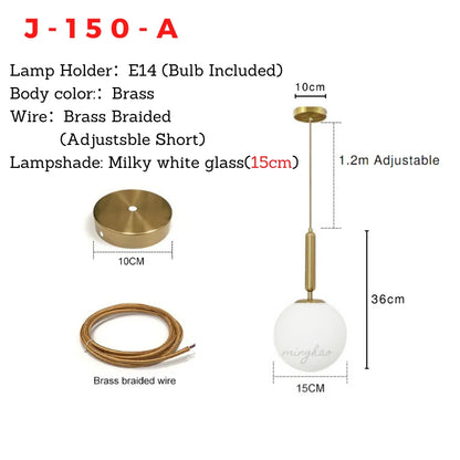 Nordic Glass Ball Pendant Light - Modern Decor - J style 15cm / Cool White / CHINA