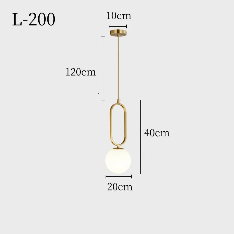 Nordic Glass Ball Pendant Light - Modern Decor - L style 20cm / Cool White / CHINA