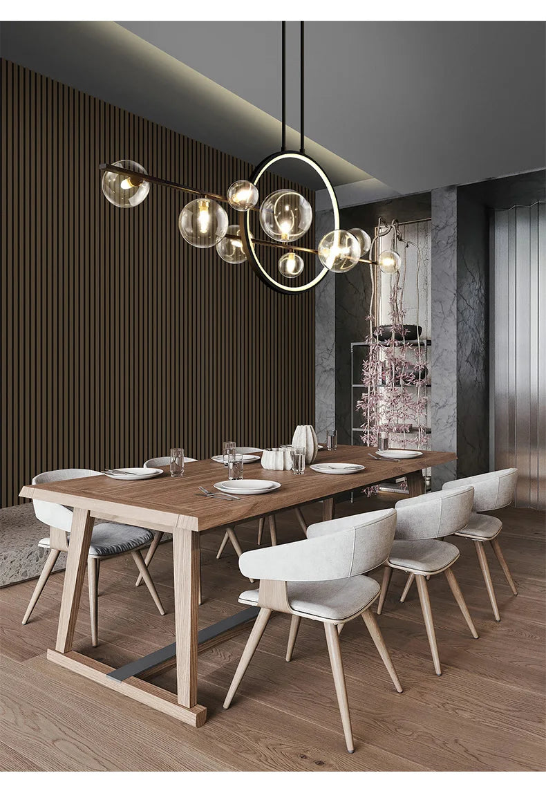 Nordic Glass Bubble LED Chandelier - Black - Chandelier