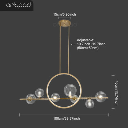 Nordic Glass Bubble LED Chandelier - Black - 7 heads-Gold / AC 90-260V / warm light 3000K - Chandelier